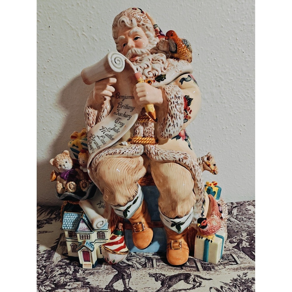 Waterford Holiday Heirlooms Georgian Santa Cookie Jar Checking His List #130879